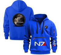 Felpe con Cappuccio da Uomo Pullover con Zip 1/4 per N.7 Felpa da Allenamento A Maniche Lunghe con Grafica A Tinta Unita E Tasche Top da Esterno A2 3XL