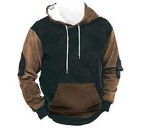 Felpe con cappuccio da uomo Toppe a gomito in pile con cappuccio con tasca Felpa vintage a maniche lunghe 2025 autunno Pullover Top Vestiti, Felpe con cappuccio Navy per Uomo, 3XL