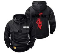 Felpe con cappuccio da uomo UK 1/4 Zip Pullover con cappuccio for Linkin Park Felpa con cappuccio multitasche Felpa con cappuccio casual a maniche lunghe Felpa con cappuccio da lavoro all'aperto(A,L)