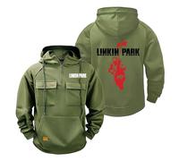 Felpe con cappuccio da uomo UK 1/4 Zip Pullover con cappuccio for Linkin Park Felpa con cappuccio multitasche Felpa con cappuccio casual a maniche lunghe Felpa con cappuccio da lavoro all'aperto(B,S)