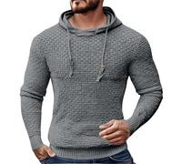 Felpe con cappuccio da uomo UK in maglia testurizzata calda, slim fit tinta unita casual moda elegante classica a maniche lunghe felpe autunno e inverno con cappuccio abbigliamento sportivo, Cenere