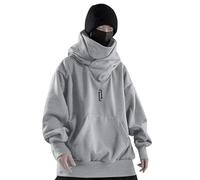 Felpe con cappuccio da uomo UK, pullover con collo ad anello, felpa a maniche lunghe, pullover casual autunno inverno, vestibilità ampia con ricamo, Grigio, L