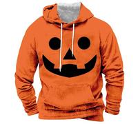 Felpe con cappuccio di Halloween per gli uomini Felpa con faccia di zucca con tasca Jack O' Lanterna Camicie con cappuccio Manica Lunga Pullover Top, Arancione5., XL