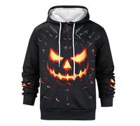Felpe con cappuccio di Halloween Per Gli Uomini Felpa Con Viso Di Zucca Con Tasca Spettrale Camicie Con Cappuccio A Manica Lunga Pullover Top 2025, Z12-grigio, M
