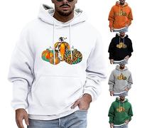 Felpe con cappuccio di Halloween per gli uomini Felpa con zucca leopardata con tasche autunno Pullover Top 2025 con cappuccio grafico a maniche lunghe, Grigio, 5XL