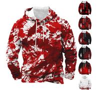 Felpe con cappuccio di Halloween per gli uomini Felpa sanguinosa Horror Stampa di sangue T Shirt con cappuccio con tasche manica lunga Pullover Top, nero4, M