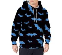 Felpe con cappuccio di Halloween per gli uomini felpa spettrale con tasca modello stampa magliette con cappuccio autunno manica lunga pullover top, Blu, S