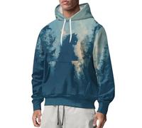 Felpe con cappuccio di Halloween per gli uomini felpa spettrale con tasca stampa 3D teschio scheletro camicia con cappuccio manica lunga pullover top, blu cielo, 3XL