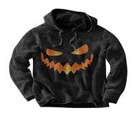 Felpe con cappuccio di Halloween per gli uomini Jack O Lantern Pumpkin Face Camicie con cappuccio 2025 Felpa spettrale a maniche lunghe Pullover Top, Nero , L