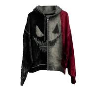Felpe con cappuccio di Halloween per gli uomini Jack O Lantern Pumpkin Face Camicie con cappuccio 2025 Felpa spettrale a maniche lunghe Pullover Top, Z01-rosso, 3XL