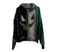 Felpe con cappuccio di Halloween per gli uomini Jack O Lantern Pumpkin Face Camicie con cappuccio 2025 Felpa spettrale a maniche lunghe Pullover Top, Z01-verde nerastro, L