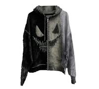 Felpe con cappuccio di Halloween per gli uomini Jack O Lantern Pumpkin Face Camicie con cappuccio 2025 Felpa spettrale a maniche lunghe Pullover Top, Z01-grigio, L