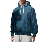 Felpe con cappuccio di Halloween per gli uomini Skull Skeleton Print Camicie con cappuccio Felpa spettrale con tasca manica lunga Pullover Top, Blu, L