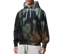 Felpe con cappuccio di Halloween per gli uomini Skull Skeleton Print Camicie con cappuccio Felpa spettrale con tasca manica lunga Pullover Top, bronzo, XL