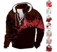 Felpe con cappuccio di Halloween per gli uomini spaventosa felpa sanguinante stampa sangue camicie con cappuccio cerniera quarto manica lunga pullover top, Rosa 1, 3XL