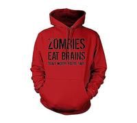 Felpe con cappuccio di Halloween per gli uomini Zombies Eat Brains Don't Worry You're Safe Felpa con tasca a maniche lunghe Pullover Top, Rosso, 3XL