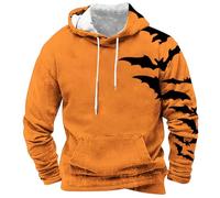Felpe con cappuccio di Halloween per gli uomini zucca faccia 3D felpa spaventosa con cappuccio camicie con tasche manica lunga pullover top, Arancione, L