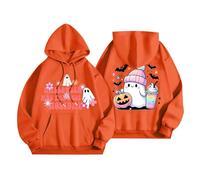 Felpe con cappuccio di Halloween per le donne è stata la migliore festa fantasma fiore stampato tasche felpe con cappuccio felpa 2025 costumi da donna abiti per adulti, Arancione, XXL