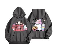 Felpe con cappuccio di Halloween per le donne erano i migliori pipistrelli delle vacanze fantasma zucca faccia tasche caffè felpe con cappuccio felpa 2025 costumi abiti da donna adulto, Grigio, XL