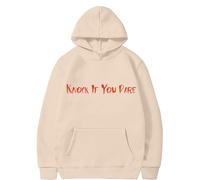 Felpe con cappuccio di Halloween per le donne Knock If You Pare Tasche stampate Top con cappuccio Felpe Felpa Costumi da donna per adulti Abiti 2025, Beige, XL