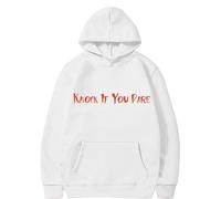 Felpe con cappuccio di Halloween per le donne Knock If You Pare Tasche stampate Top con cappuccio Felpe Felpa Costumi da donna per adulti Abiti 2025, bianco, XL