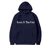 Felpe con cappuccio di Halloween per le donne Knock If You Pare Tasche stampate Top con cappuccio Felpe Felpa Costumi da donna per adulti Abiti 2025, Blu scuro, XL
