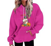 Felpe con cappuccio di Halloween Per Le Donne Tis La Stagione Fantasma Zucca Con Cappuccio Tasca Con Coulisse Manica Lunga Felpe Felpa Abiti Costumi Da Donna Adulto 2025, Rosa acceso, S