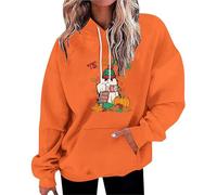 Felpe con cappuccio di Halloween Per Le Donne Tis La Stagione Fantasma Zucca Con Cappuccio Tasca Con Coulisse Manica Lunga Felpe Felpa Abiti Costumi Da Donna Adulto 2025, Arancione, XXL