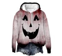 Felpe con cappuccio di Halloween per le donne UK felpa oversize con cappuccio film spaventosi stampati pullover da donna motivo sangue felpe da donna a maniche lunghe casual felpa con cappuccio, Rosso