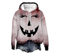 Felpe con cappuccio di Halloween per le donne UK felpa oversize con cappuccio film spaventosi stampati pullover da donna motivo sangue felpe da donna a maniche lunghe casual felpa con cappuccio, Vino
