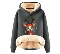 Felpe con cappuccio di Natale da donna in pile a maniche lunghe pullover top classico autunno lettera grafica maglione leggero inverno abbigliamento sportivo femminile