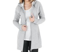Felpe con Cappuccio Donna Manica Lunga Cappotto con Zip Cappotto Scollo a V Top Casual Chic Eleganti Tinta Unita Felpa Cardigan Autunno Invernali Felpe,Grigio chiaro L