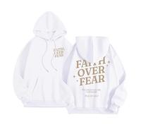 Felpe con cappuccio e felpe con cappuccio alla moda con scritta in lingua inglese "Jesus Faith Over Fear", da donna, stile cristiano, alla moda, tinta unita, con scritta "I Love Jesus", per