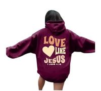 Felpe con cappuccio e felpe con cappuccio da donna con scritta in lingua inglese "Jesus Love Like Jesus", con scritta in lingua inglese "Pray The Lord I Love Jesus", con scritta in lingua inglese