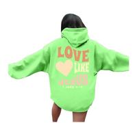 Felpe con cappuccio e felpe con cappuccio da donna con scritta in lingua inglese "Jesus Love Like Jesus", con scritta in lingua inglese "Pray The Lord I Love Jesus", con scritta in lingua inglese
