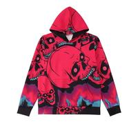 Felpe con cappuccio e felpe da uomo di Halloween 2025 con cappuccio casual con scheletro di Halloween per gli uomini comoda alla moda vestibilità ampia felpa perfetta da indossare tutti i giorni, Rosa