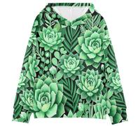 Felpe con cappuccio e felpe per bambini piante grasse botaniche verdi floreali, Pianta grassa botanica verde floreale, 5-6 Anni