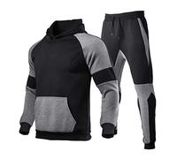 Felpe con cappuccio e pantaloni da jogging Set per uomo Tute da uomo Inverno Moda Sport Con Piumino Tuta con Cappuccio Outdoor Tute Vestiti, Grigio scuro, S
