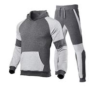 Felpe con cappuccio e pantaloni da jogging Set per uomo Tute da uomo Inverno Moda Sport Con Piumino Tuta con Cappuccio Outdoor Tute Vestiti, Grigio chiaro, XL
