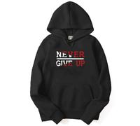 Felpe con cappuccio e stampa ""Never Give Up"" di Adro per uomo e donna (H20-M-Ngu-Bl_Nero_Xl)