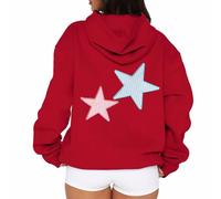 Felpe con cappuccio essenziali da donna con coulisse grafica Preppy alla moda con cappuccio vestiti per adolescenti abiti divertenti felpe Y2K Cartoon Maglioni 2025 College Goth Ladies Soft, Rosso, XL