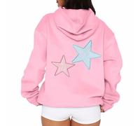 Felpe con cappuccio essenziali da donna con coulisse grafica Preppy alla moda con cappuccio vestiti per adolescenti abiti divertenti felpe Y2K Cartoon Maglioni 2025 College Goth Ladies Soft, rosa, XL