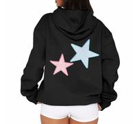 Felpe con cappuccio essenziali da donna con coulisse grafica Preppy alla moda con cappuccio vestiti per adolescenti abiti divertenti felpe Y2K Cartoon Maglioni 2025 College Goth Ladies Soft, Nero , XL