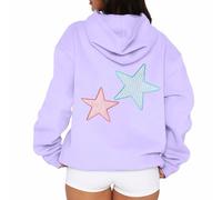 Felpe con cappuccio essenziali da donna con coulisse grafica Preppy alla moda con cappuccio vestiti per adolescenti abiti divertenti felpe Y2K Cartoon Maglioni 2025 College Goth Ladies Soft, Viola, XL