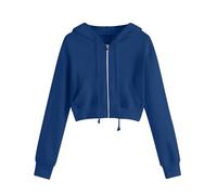 Felpe con cappuccio Giacche corte leggere da donna Uk Full Zip Felpa con cappuccio con tasche a maniche lunghe con coulisse Top Outwear Casual Loose Fit Oversize Giacca con cappuccio S-5XL, Blu, XL