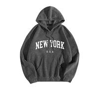 Felpe con cappuccio grafica New York USA per uomini, a maniche lunghe, alla moda con cappuccio, abbigliamento da lavoro sportivo 2025, con coulisse, lettere, outfit atletici alla moda, divertenti