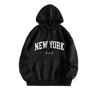 Felpe con cappuccio grafica New York USA per uomini, maniche lunghe, alla moda con cappuccio, abbigliamento sportivo 2025, con coulisse, lettere, outfit atletico, moda gotica, carina, vestibilità