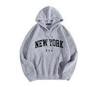 Felpe con cappuccio grafica New York USA per Uomo, Manica Lunga, Trendy con Cappuccio, Abbigliamento da Lavoro 2025, con Coulisse, Lettere, Outfits Sportivi, Moda Divertente, Gotica, Carina