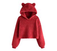 Felpe con cappuccio in pile con orecchie di orso, calde felpe con cappuccio per bambini soffici e morbide a maniche lunghe pullover per bambini in pile orsacchiotto casual maglioni casual carino