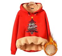 Felpe con cappuccio in pile da donna cappotto caldo felpa in pile oversize felpa con cappuccio accogliente calda per allenamento interno esterno cappotto termico regali di Natale, Rosso, XL